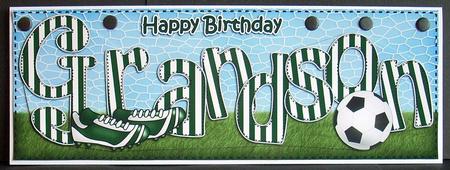 Large Dl Bithday Grandson Football 3D Decoupage by Joyce Watson