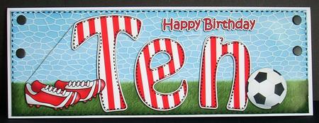 Large Dl Birthday Ten Football 3D Decoupage by Joyce Watson