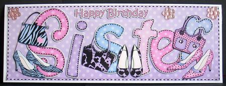 Large Dl Birthday Sister Shoes & Handbags 3D Decoupage by Joyce Watson