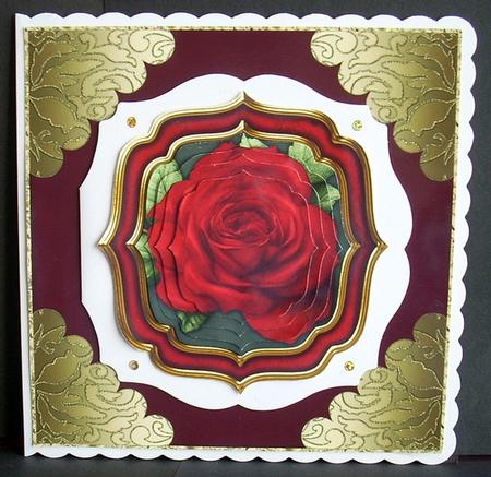 Double Curve Frame Pyramage Topper Red Rose by Joyce Watson