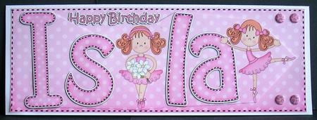 Large Dl Birthday Isla Ballerina Quick Card N 3D Decoupage by Joyce Watson