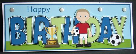 Footballer in Red Birthday Large Dl by Joyce Watson
