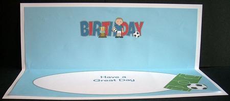 Footballer in Blue Birthday Large Dl Insert by Joyce Watson
