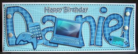 Birthday Daniel Large Dl Quick Card 3D Decoupage by Joyce Watson