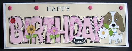 Kosmo the Dog Flowers Birthday Large Dl 2 by Joyce Watson