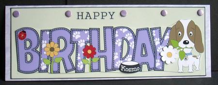 Kosmo the Dog Flowers Birthday Large Dl by Joyce Watson