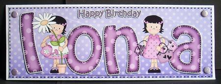 Girlz Birthday Iona Large Dl Quick Card 3D Decoupage by Joyce Watson