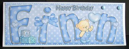 Large Dl Birthday Finn Teddies Quick Card N 3D Decoupage by Joyce Watson