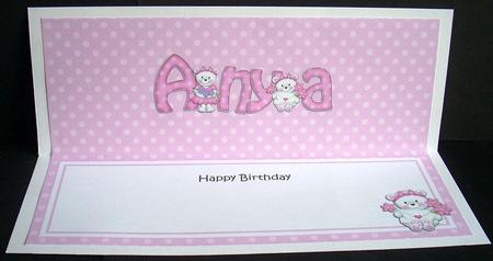 Birthday Anya Teddies Matching Large Dl Insert by Joyce Watson