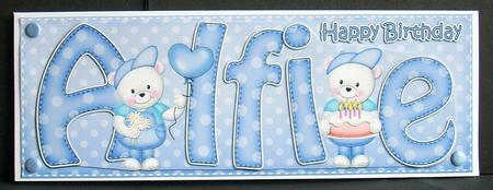 Large Dl Birthday Alfie Teddies Quick Card N 3D Decoupage by Joyce Watson