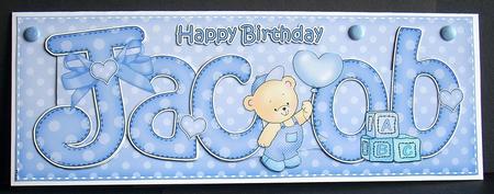 Large Dl Jacob Birthday Quick Card N 3D Decoupage by Joyce Watson