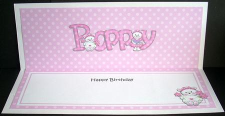 Birthday Poppy Teddy Matching Large Dl Insert by Joyce Watson