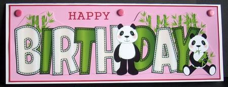 Cute Pandas Birthday Large Dl 3 by Joyce Watson