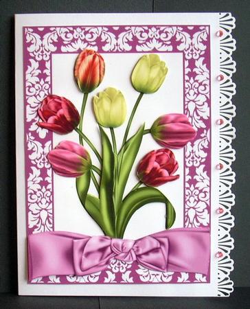 Pretty Shades of Tulips in Floral Frame A4 by Joyce Watson