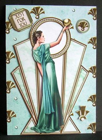 Pandore Art Deco Shaped Panels (aqua) by Joyce Watson