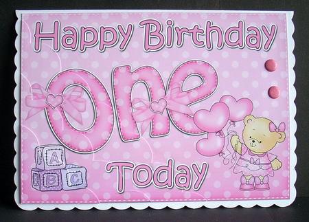 5x7 1st Birthday Teddy Scallop Corner by Joyce Watson