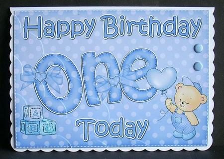 5x7 1st Birthday Teddy Scallop Corner by Joyce Watson