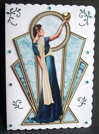 Pandore Art Deco Shaped Panels (blue) by Joyce Watson