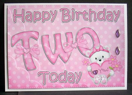 5x7 2nd Birthday Teddy Scallop Corner by Joyce Watson