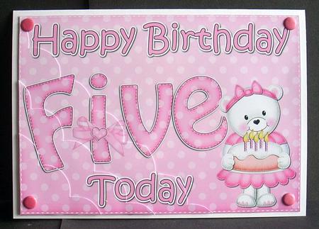 5x7 5th Birthday Teddy Scallop Corner by Joyce Watson