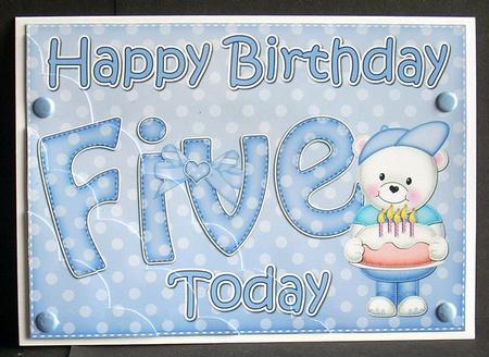 5x7 5th Birthday Teddy Scallop Corner by Joyce Watson
