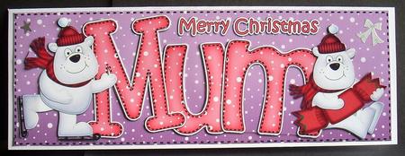 Large Dl Xmas Mum Polar Bears Quick Card 3D Decoupage by Joyce Watson
