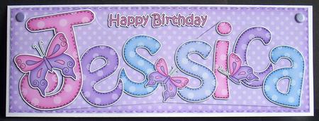 Large Dl Birthday Jessica Butterflies Card & 3D Decoupage by Joyce Watson