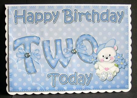 5x7 2nd Birthday Teddy Scallop Corner by Joyce Watson