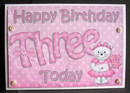 5x7 3rd Birthday Teddy Scallop Corner by Joyce Watson
