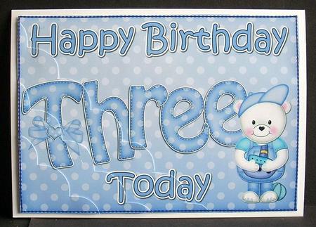 5x7 3rd Birthday Teddy Scallop Corner by Joyce Watson
