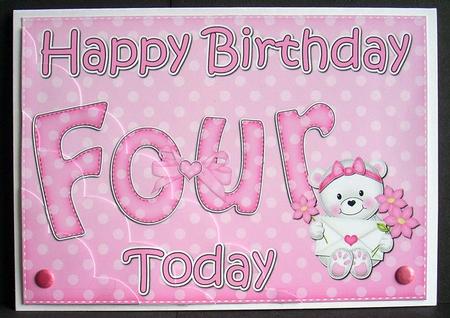 5x7 4th Birthday Teddy Scallop Corner by Joyce Watson