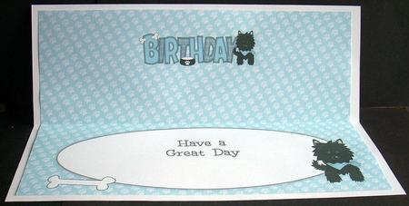 Black Jazz Dog with Bandana Birthday Large Dl Insert by Joyce Watson
