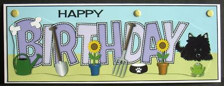 Jazz the Dog in the Garden Birthday Large Dl by Joyce Watson
