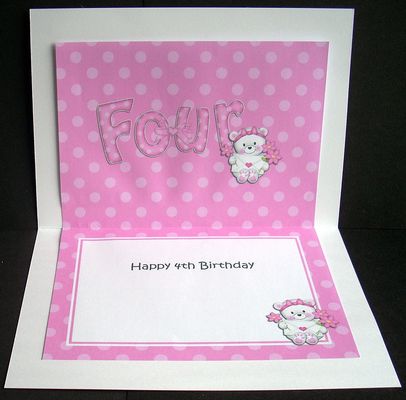 4th Birthday Teddy 5x7 Insert by Joyce Watson