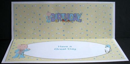 Cute Baby Boy with Teddy Birthday Large Dl Insert by Joyce Watson