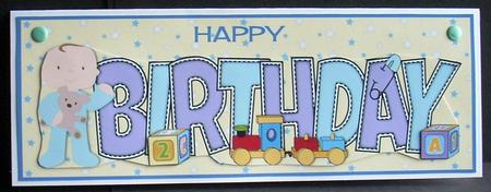 Cute Baby Boy with Teddy Birthday Large Dl by Joyce Watson