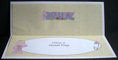 Cute Baby Girl with Teddy Birthday Large Dl Insert by Joyce Watson