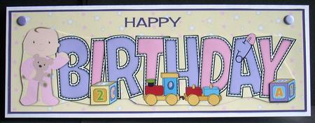 Cute Baby Girl with Teddy Birthday Large Dl by Joyce Watson