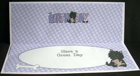 Black Jazz the Dog with Teddy Birthday Large Dl Insert by Joyce Watson