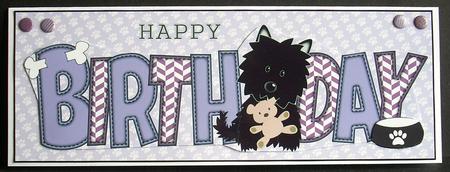 Black Jazz the Dog with Teddy Birthday Large Dl by Joyce Watson