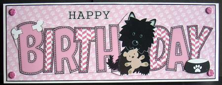 Black Jazz the Dog with Teddy Birthday Large Dl 2 by Joyce Watson