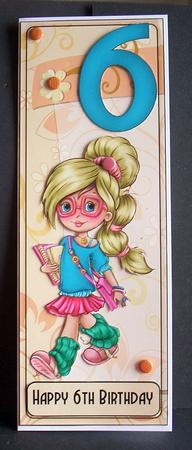 6th Birthday Cute Little Blonde Girl Large Dl Quick Card by Joyce Watson