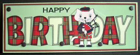 Bagpiper Max the Cat Birthday Large Dl by Joyce Watson