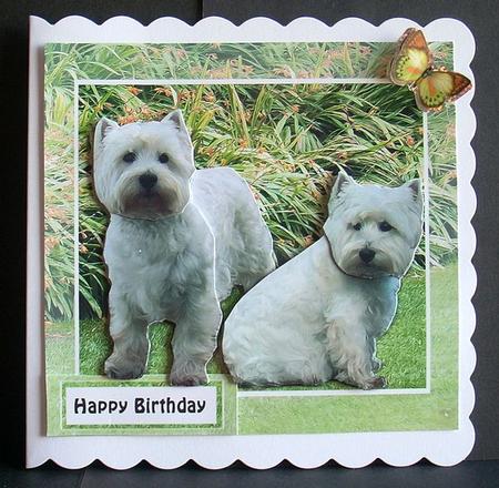 Westie Pair Scene 3D Decoupage by Joyce Watson