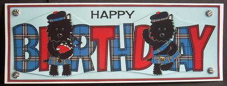 Bagpiper & Highland Fling Jazz the Dog Birthday Large Dl by Joyce Watson