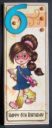 Cute as a Button Long Dl Birthday Card by Joyce Watson