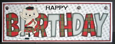 Highland Fling Max the Cat Birthday Large Dl 4 by Joyce Watson