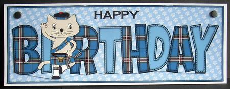 Highland Fling Max the Cat Birthday Large Dl 3 by Joyce Watson