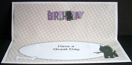 Black Jazz the Dog with Stick Birthday Large Dl Insert by Joyce Watson