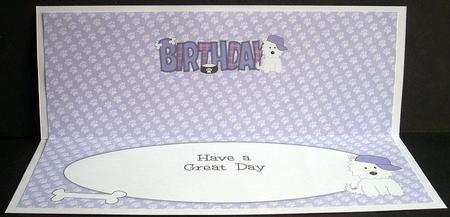 White Jazz the Dog with Cap Birthday Large Dl Insert by Joyce Watson